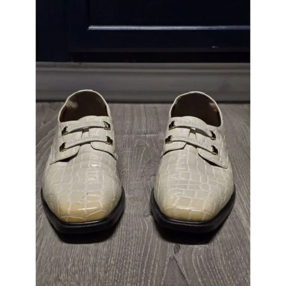 Roberto Chillini Men's Cream Faux Croc Skin Slip On Dress Shoes Size 8‎